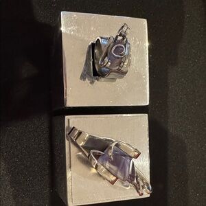 Silver and Purple Modern Art ring and pendant